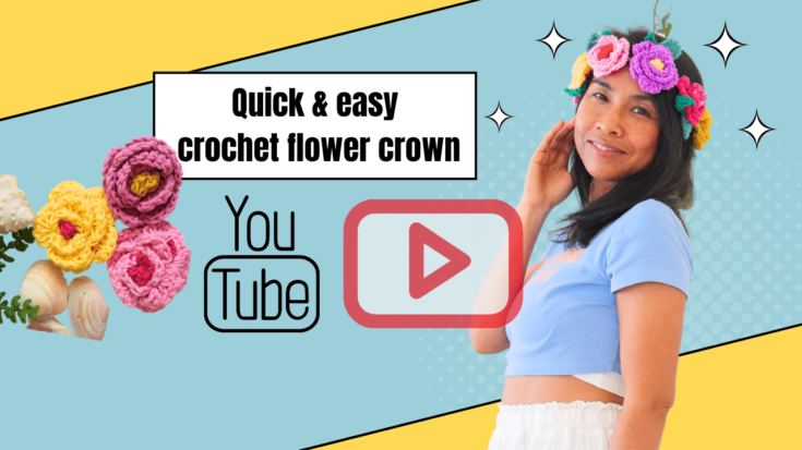 easy crochet floral headband video tutorial.