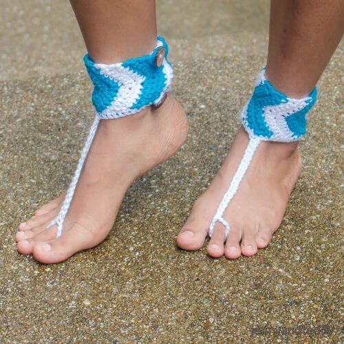 chevron barefoot crochet sandal