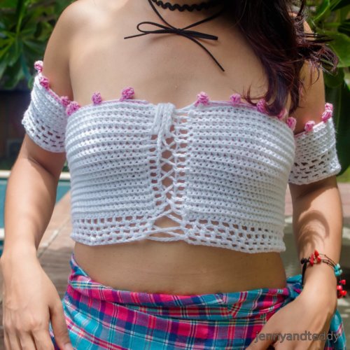 crochet off shoulder crop top free pattern for beginner1