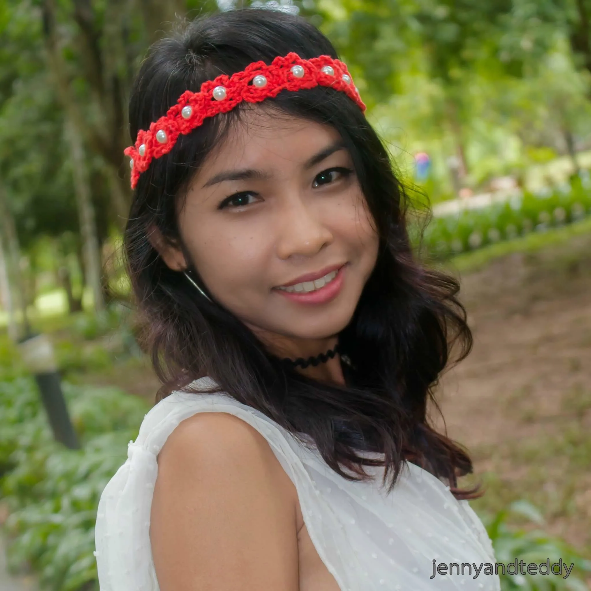 easy crochet beaded flowers headband for beginner tutorial