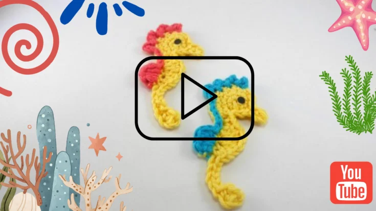 tiny crochet seahorse free pattern with video tutorial.