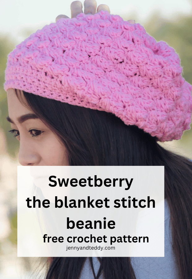 Sweetberry the blanket stitch beanie free crochet pattern.