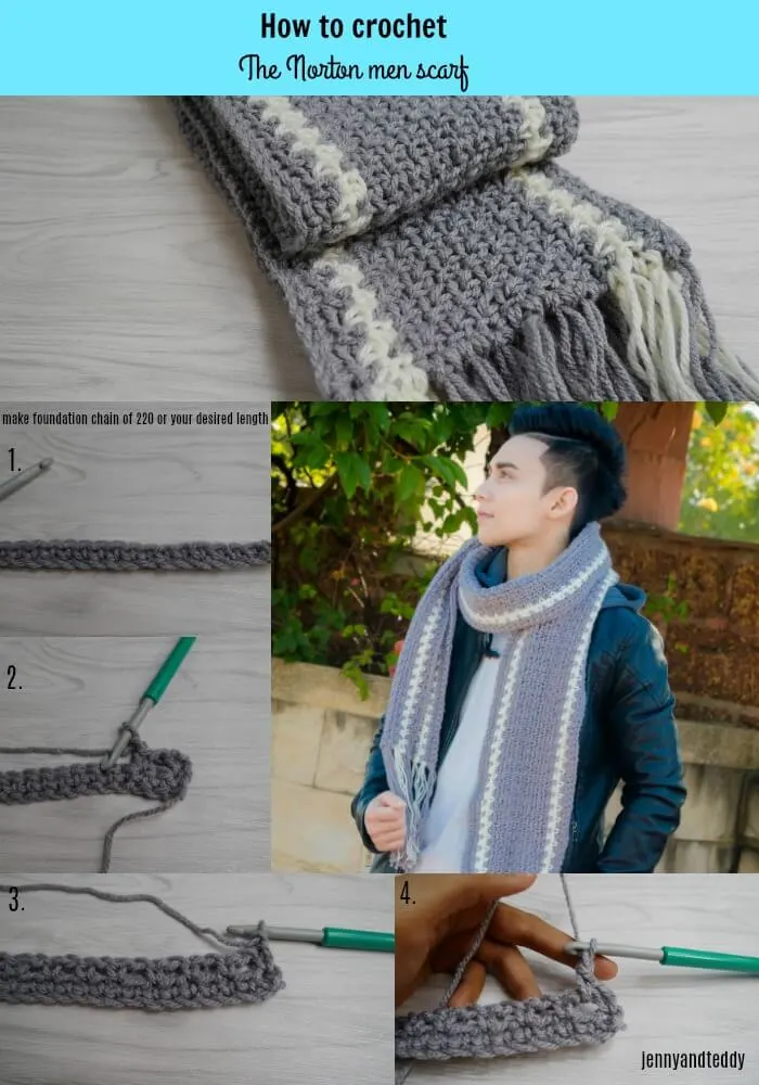 how to crochet te norton men scarf free pattern beginner friendly by jennyandteddy