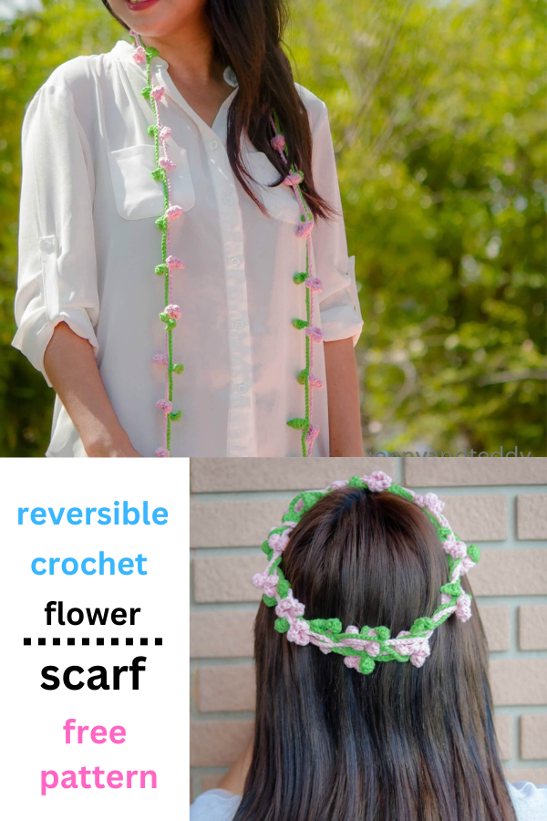 reversible crochet flower scarf