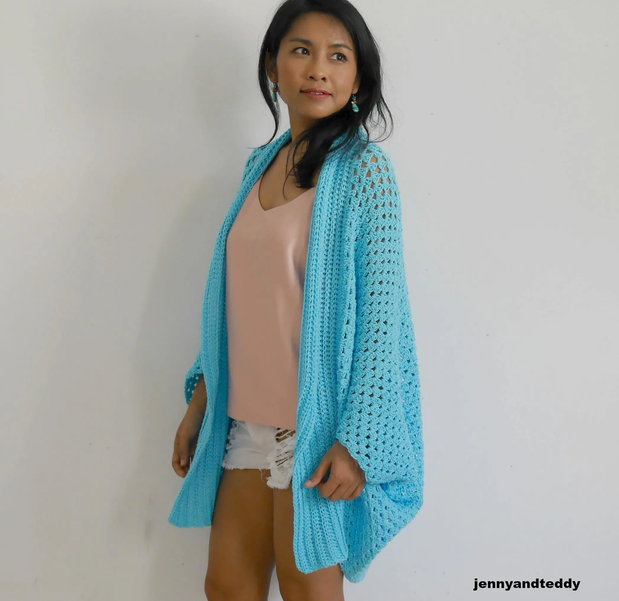 beginner rectangle cardigan make with cotton yarn perfect for spring