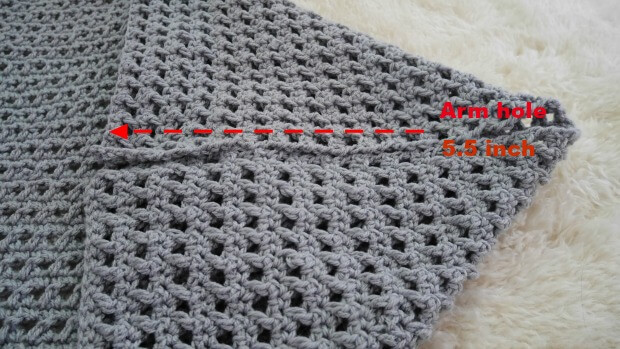 how to create the arm hole for the cardigan crochet
