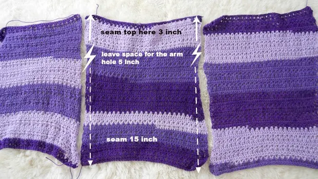 crochet 3 rectangles with v stitch  step by step tutorial.