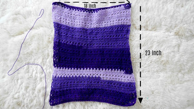 crochet one rectangle with v stitch.