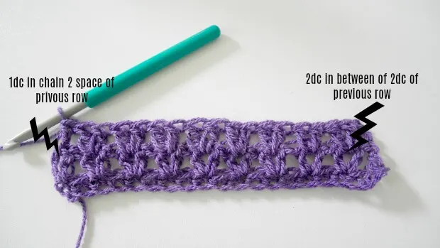 crochet v stitch tutorial row2.
