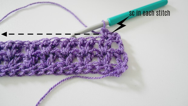 crochet  v stitch step by step photo totorial row 3.