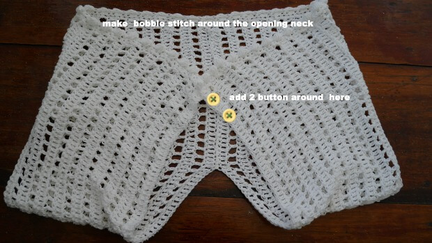 How to attach wooden button to crochet piece.
