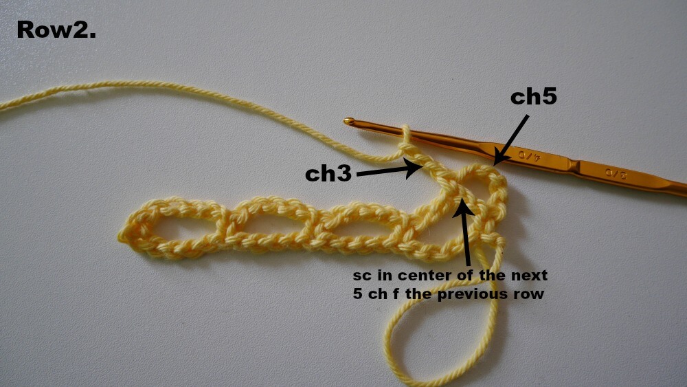 row2 of single crochet picot