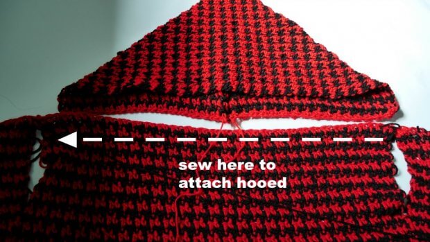 crochet houndtooth hooded vest