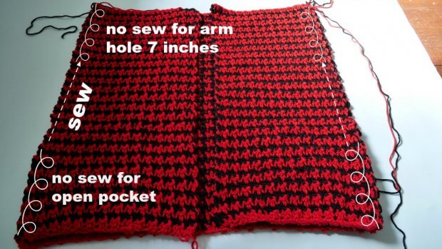 houndtooth crochet vest assembly.