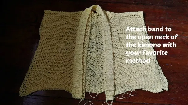 how to attach ribbed band to a crochet cardigan.