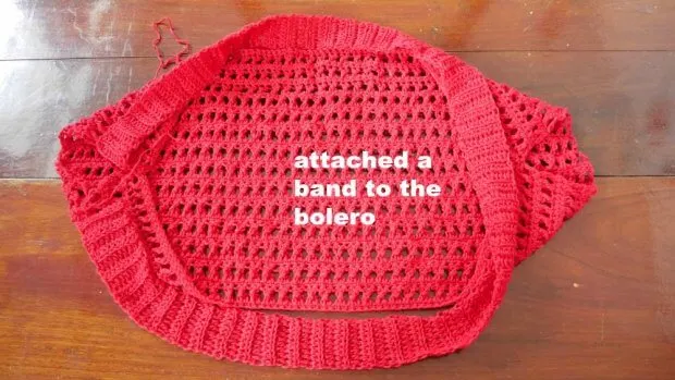 attached ribbing band to bolero