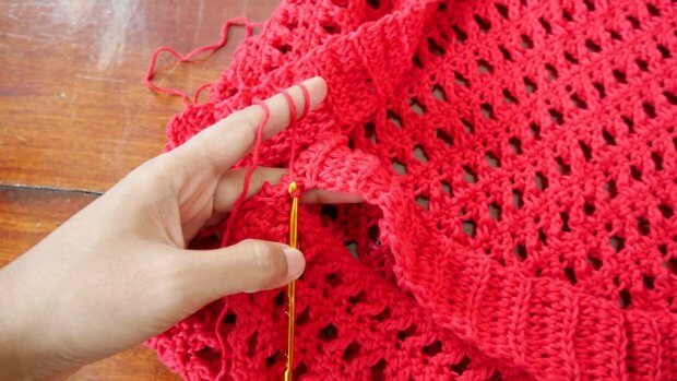 how to attached a ribbing band to crochet bolero