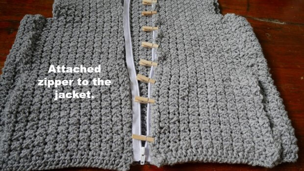 how to attached zipper to crochet clothes