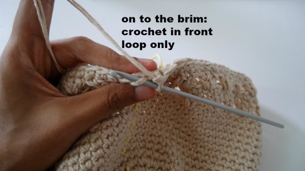 crocheting the brimmed.