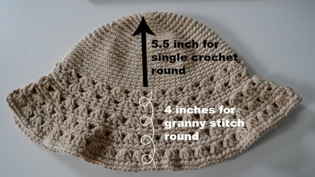 measurment of crochet sun hat
