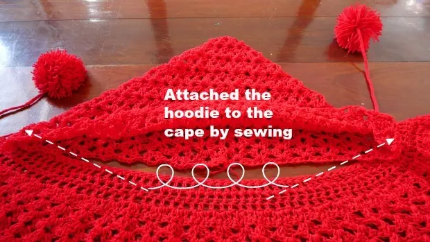 attach hooded to crochet shawl or cape