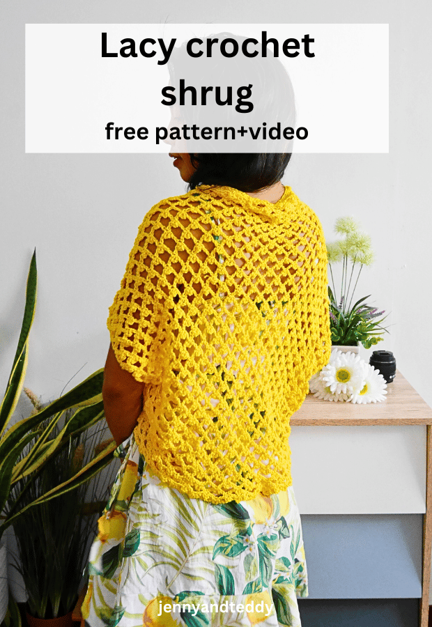 easy lacy crochet shrug free pattern with video tutorial.