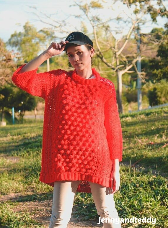 easy crochet texture oversized sweater with video tutorial free pattern.