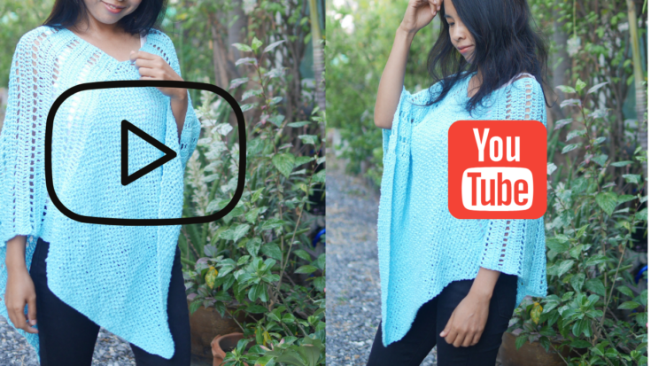 easy crochet poncho pattern with full step video tutorial.
