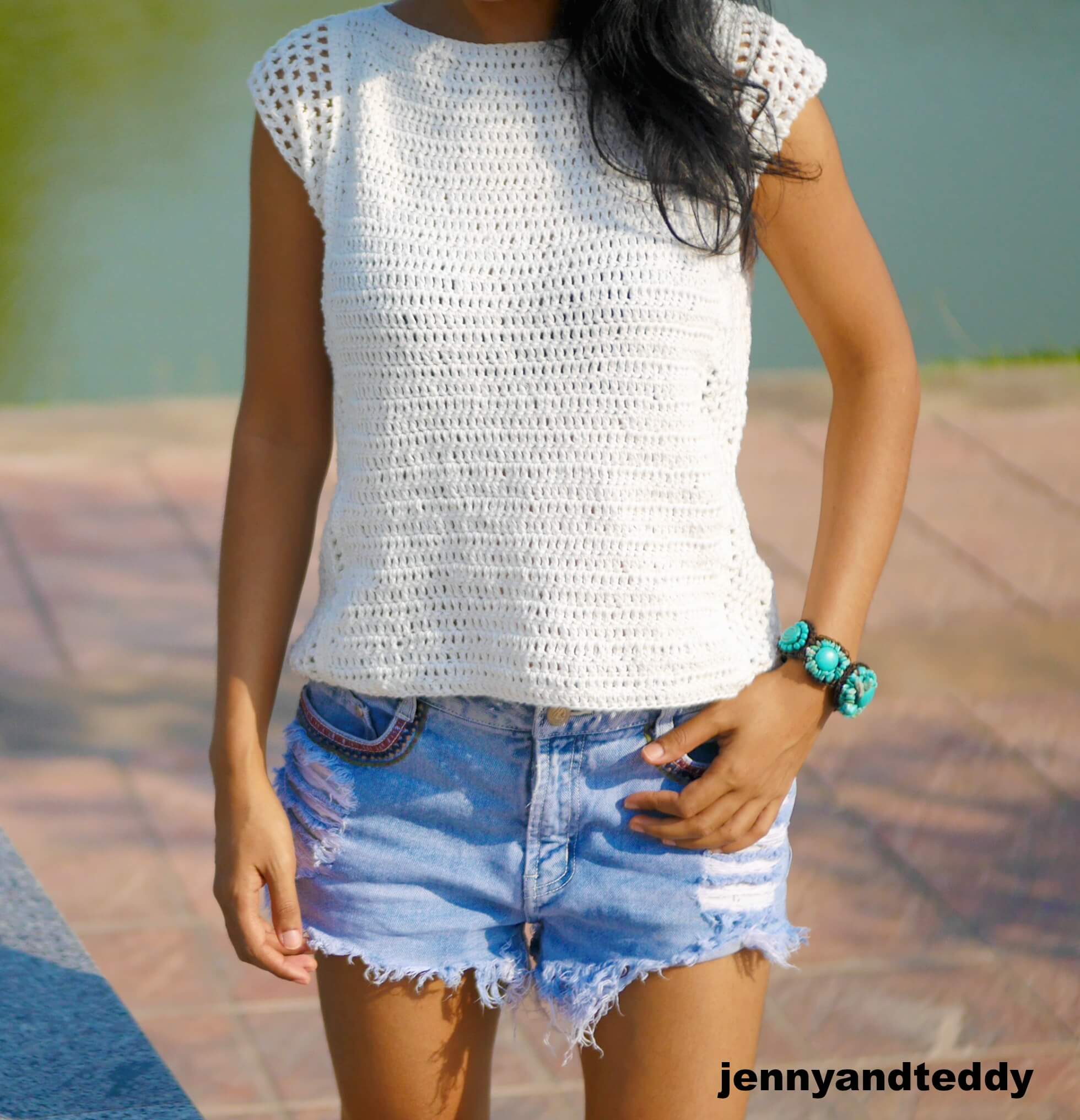 Easy crochet top for beginner pattern Jenny & Teddy