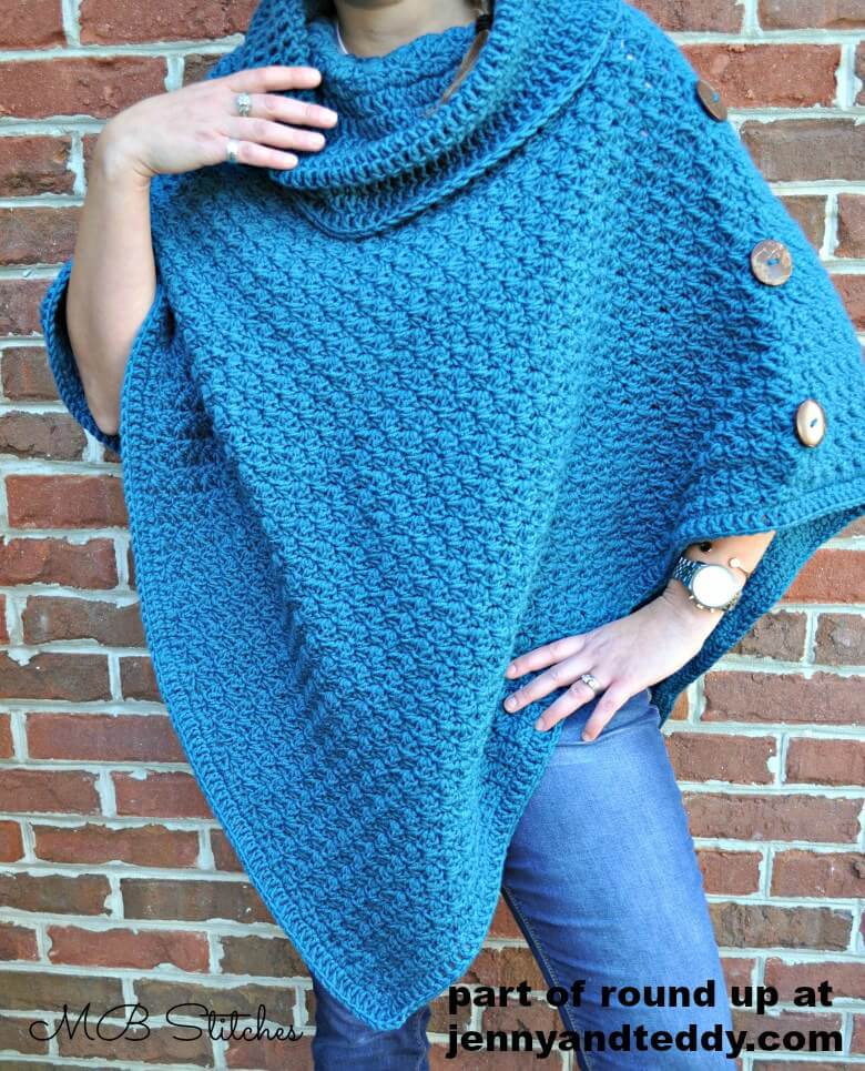 motif de poncho au crochet facile sarcelle