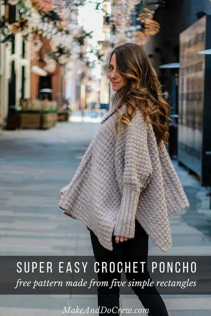 easy crochet sweater poncho for ladies free pattern.