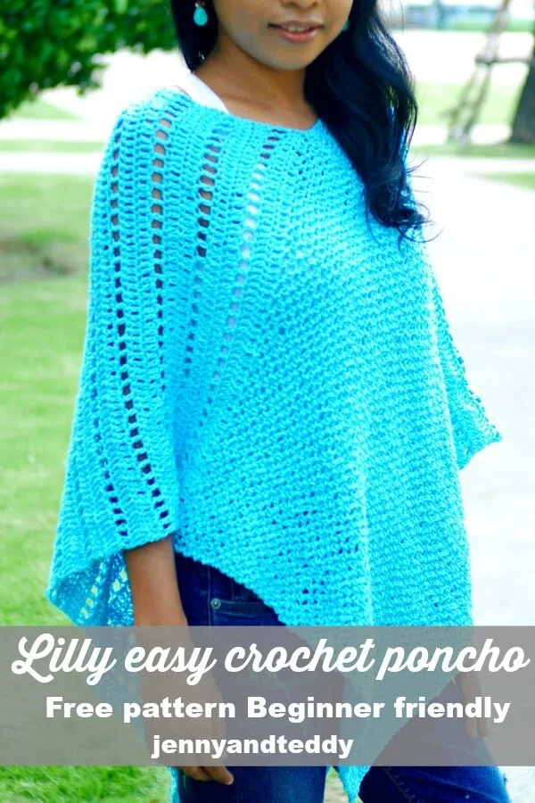 Lilly easy crochet poncho free pattern