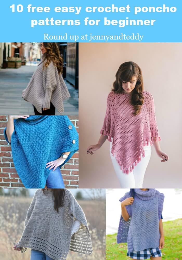 10 modèles de poncho au crochet faciles gratuits pour les débutants photo d'arrondi