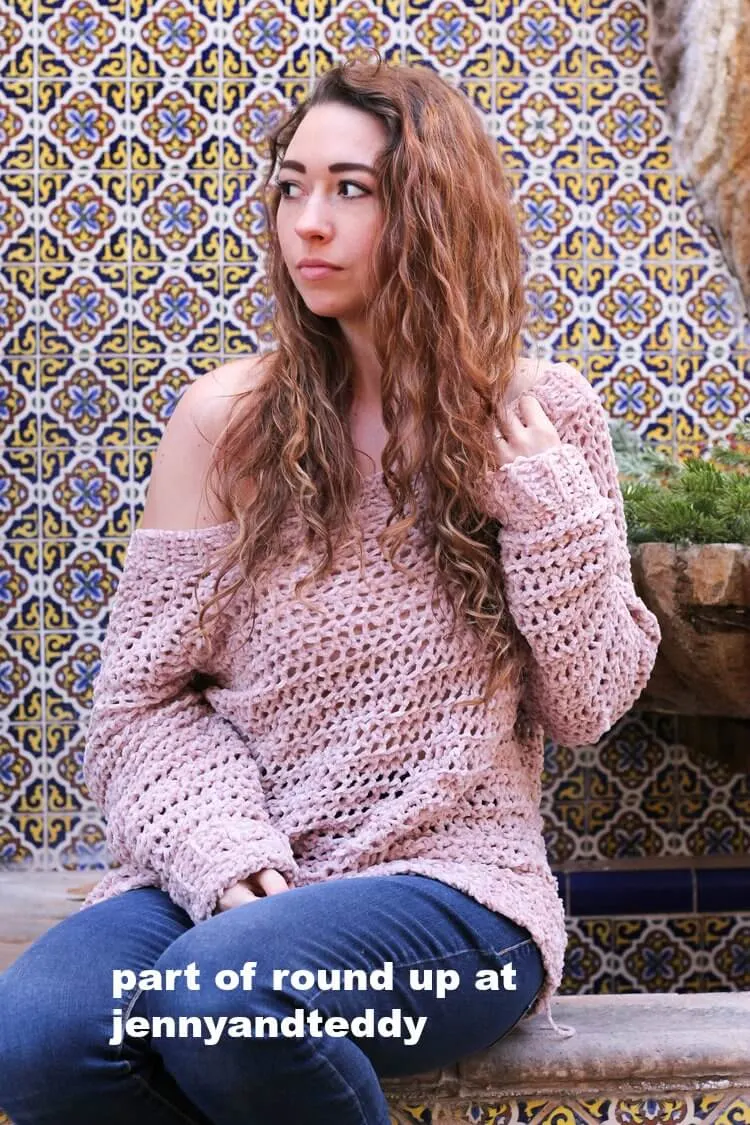 velvet crochet sweater off shoulder image