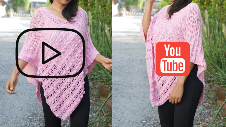 bobble stitch crochet poncho pattern free youtube video tutorial.