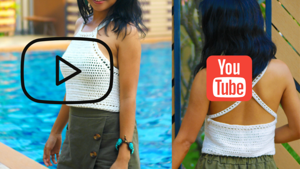 easy crochet halter crop top  free pattern with video.