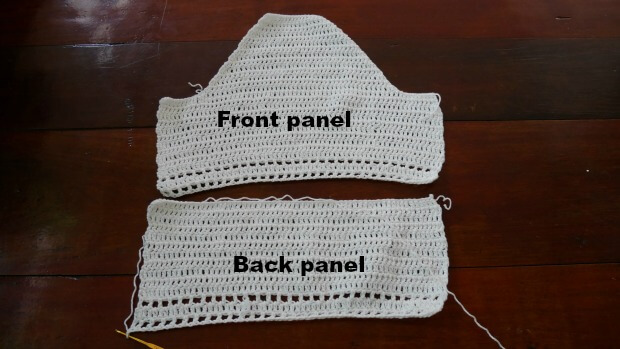 front and back panel of crochet halter top pattern.