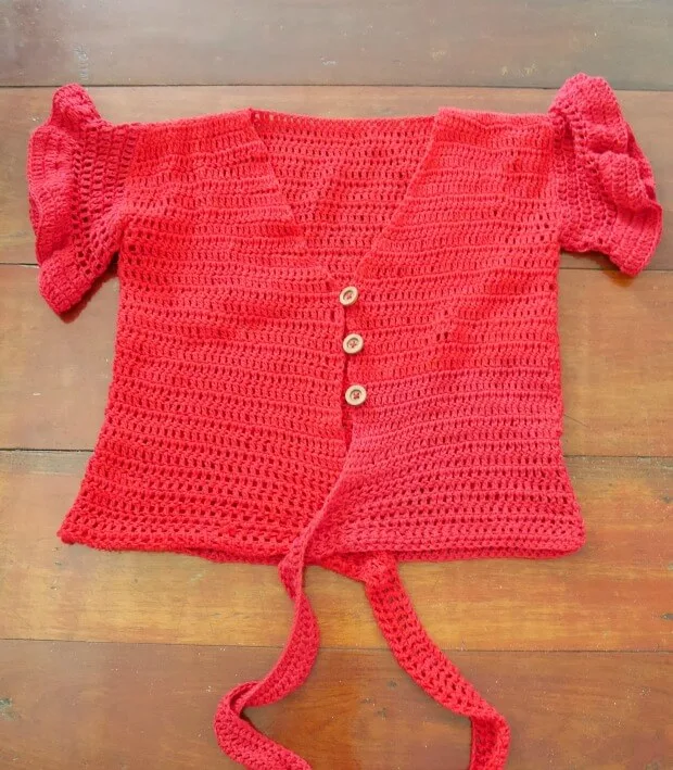 crochet short sleeve add button