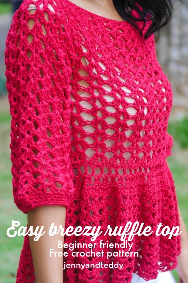 easy breezy ruffle top free crochet pattern