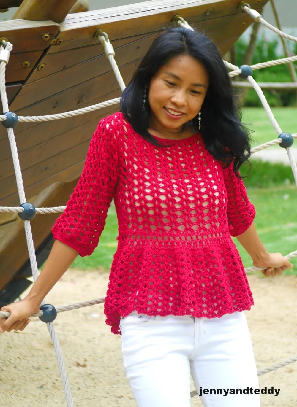 easy long sleeve summer crochet top photo