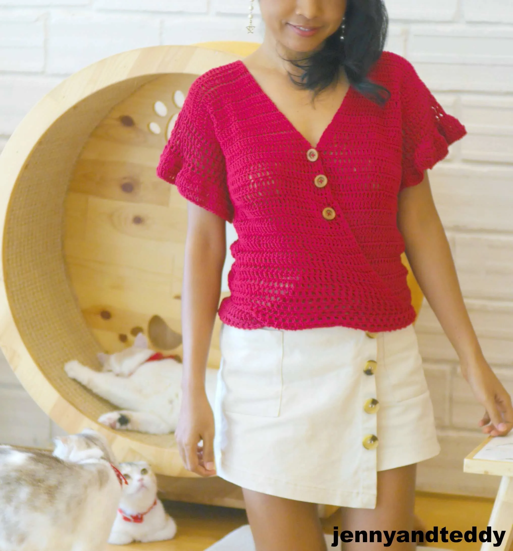 crochet simple cropped bell sleeve ruffle top for summer step by step video