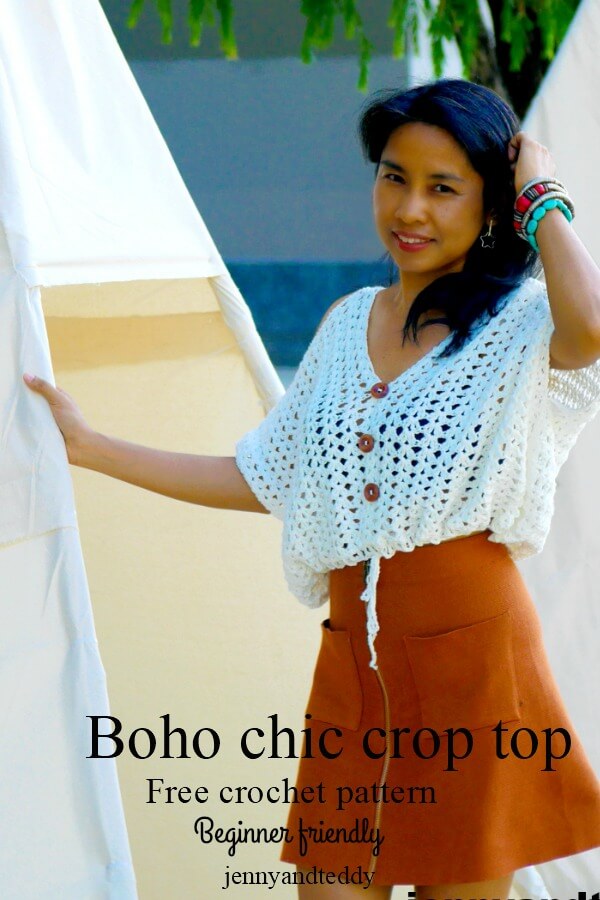 boho chic crochet crop top free pattern - Jenny & Teddy