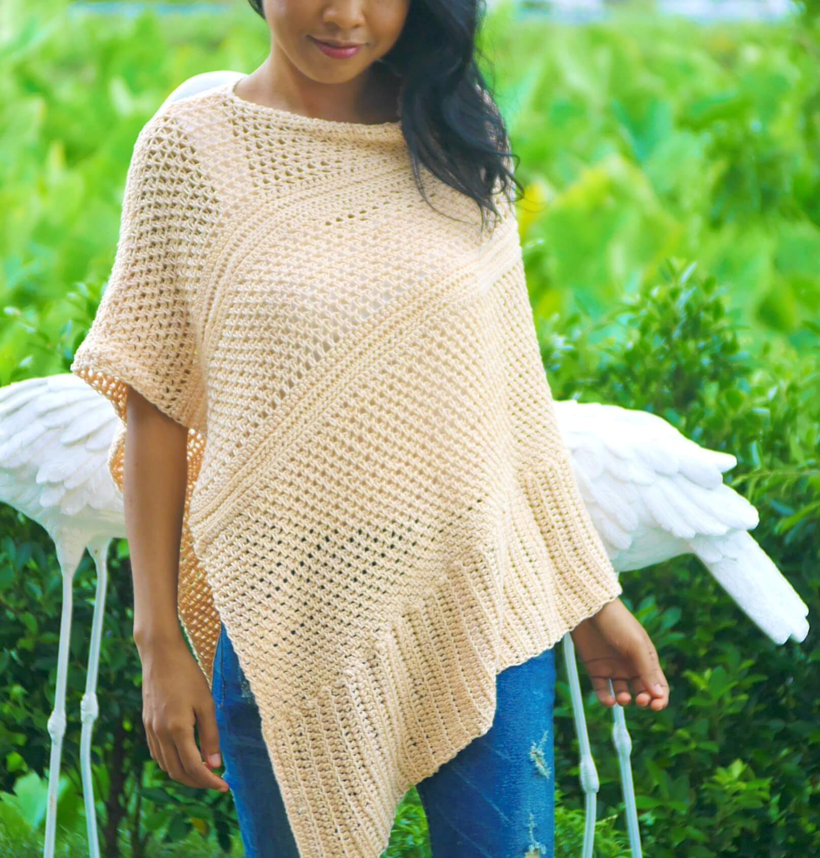 Knit look poncho crochet pattern Jenny