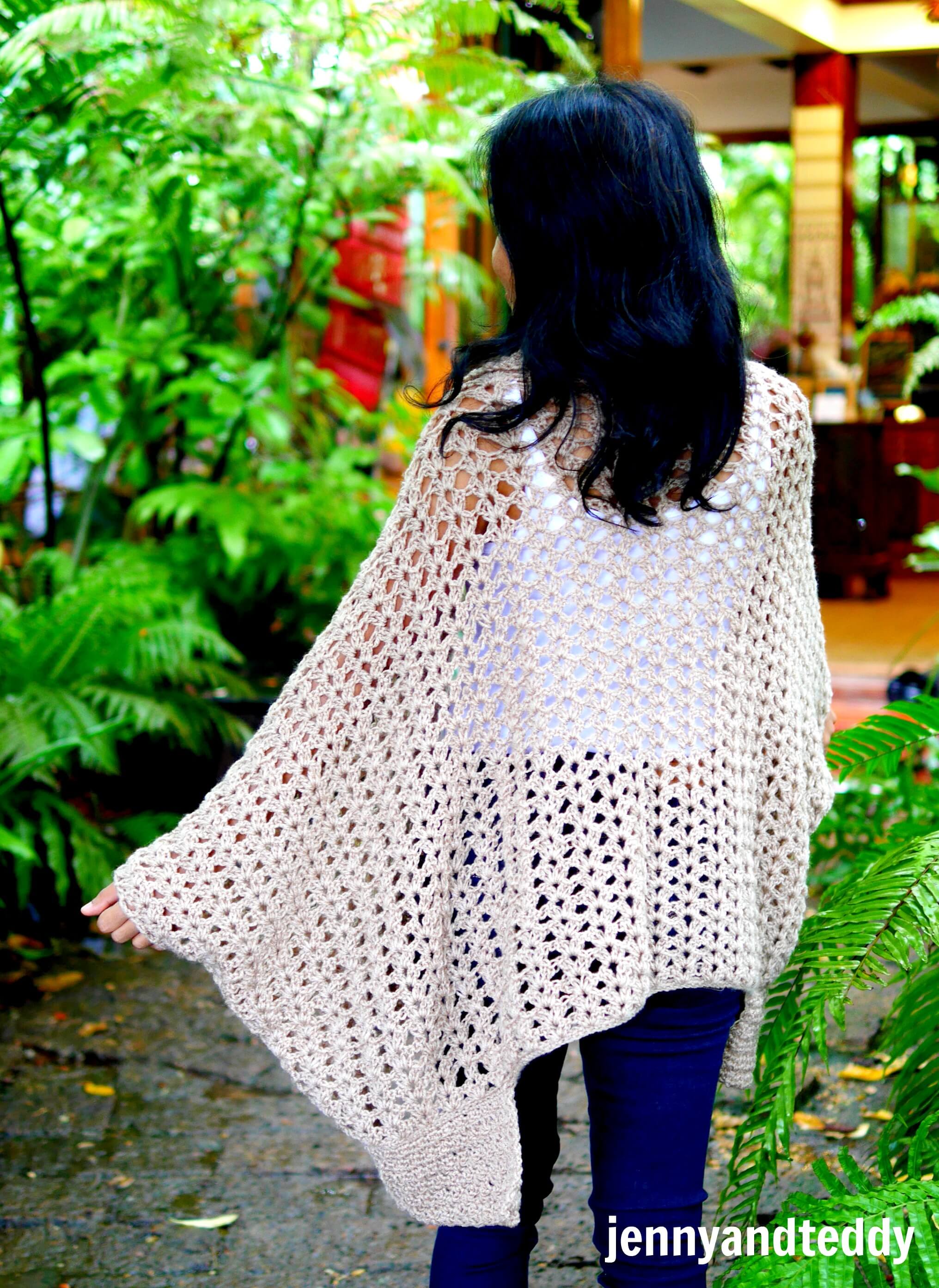 Crochet lace cocoon cardigan free pattern Jenny & Teddy