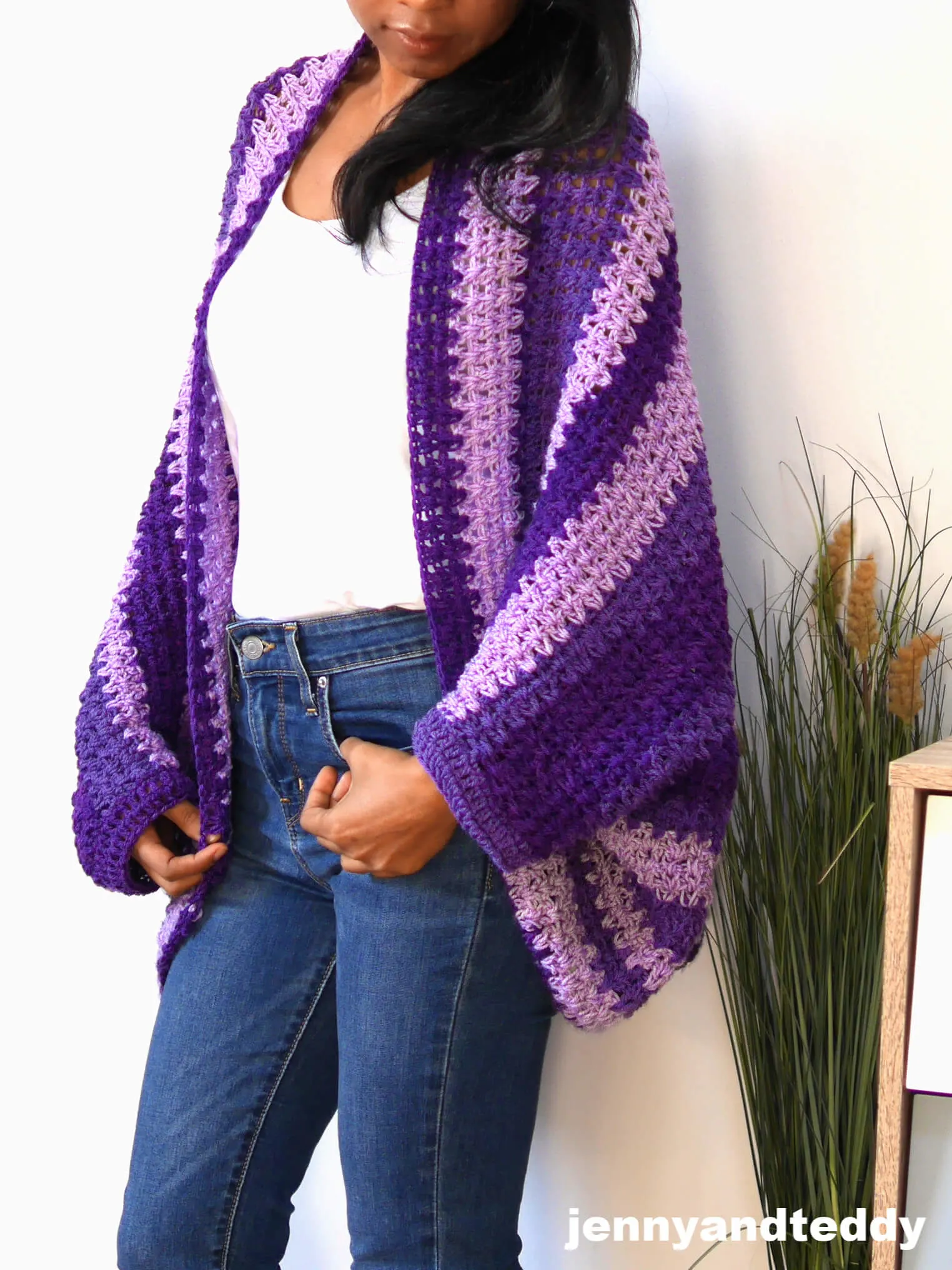 crochet v stitch cocoon cardigan tutorial