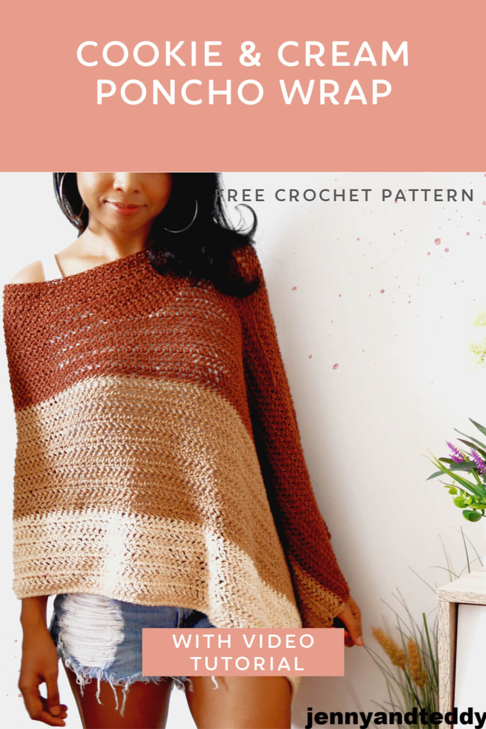 cookie and cream crochet poncho