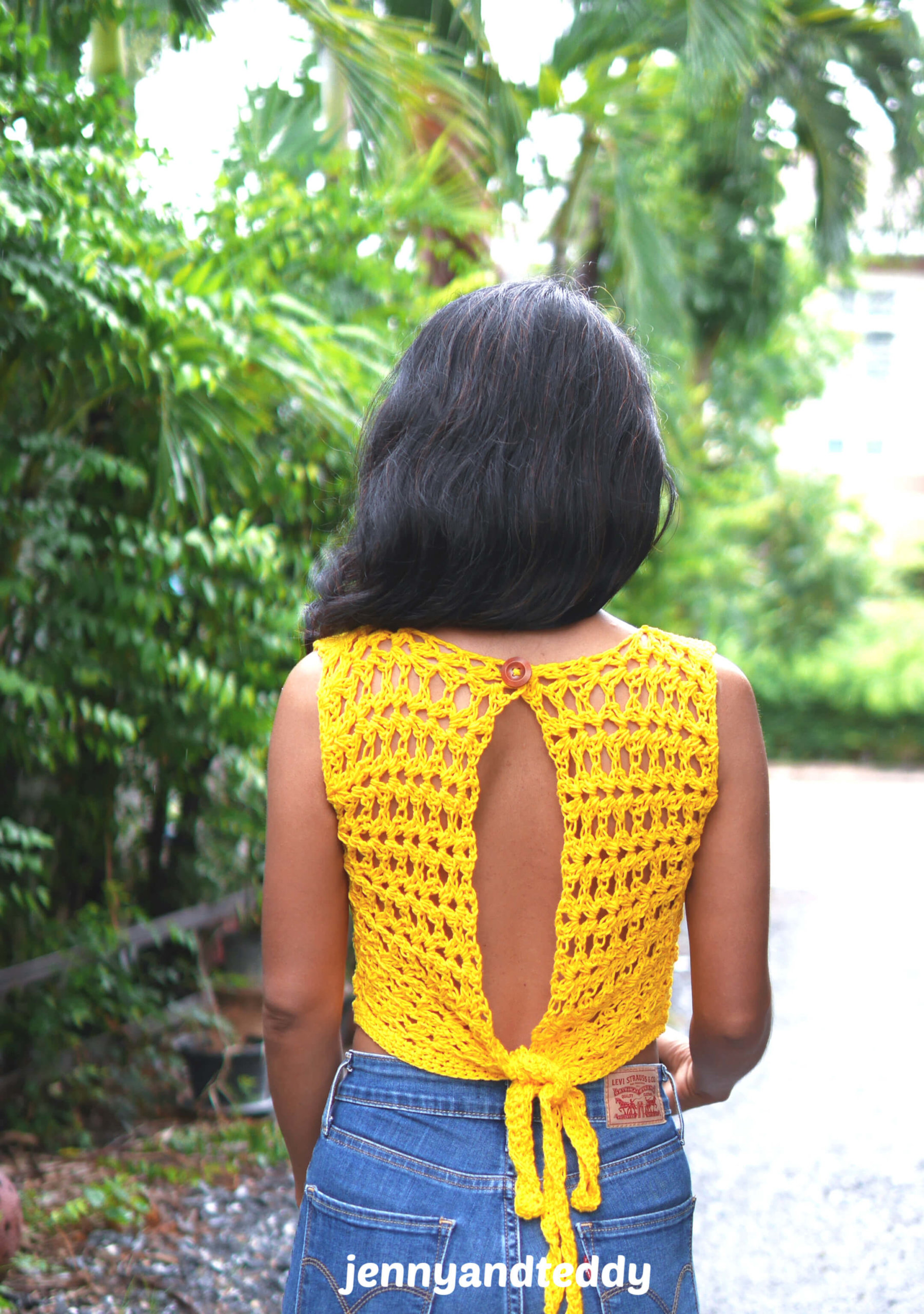 yellow crochet crop top