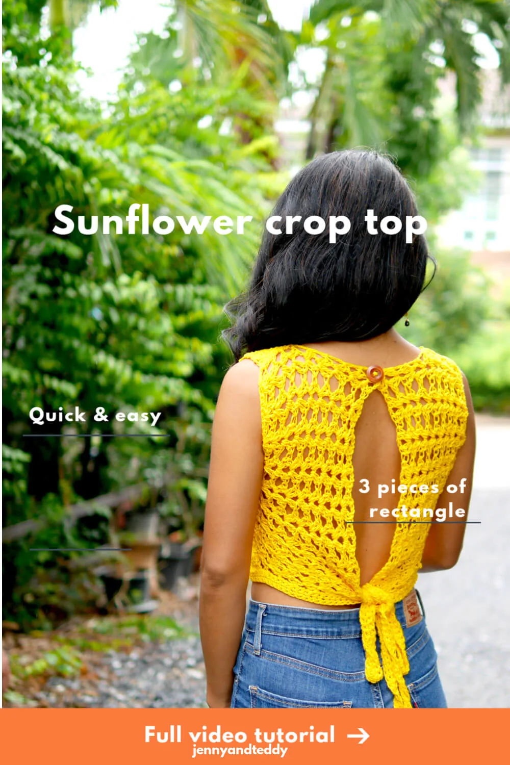 sunflower croptop easy crochet tutorial
