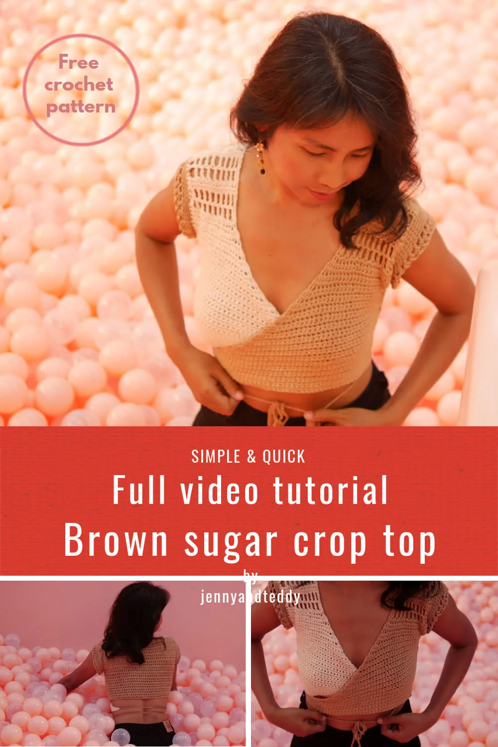 brown sugar crop top free crochet pattern - Jenny & Teddy