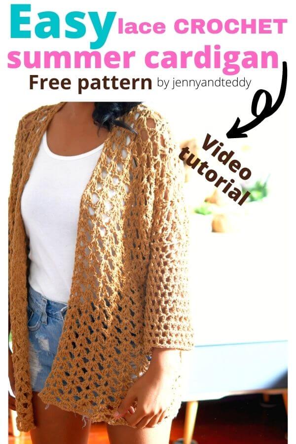 lacy easy summer cardigan free crochet pattern - jennyandteddy